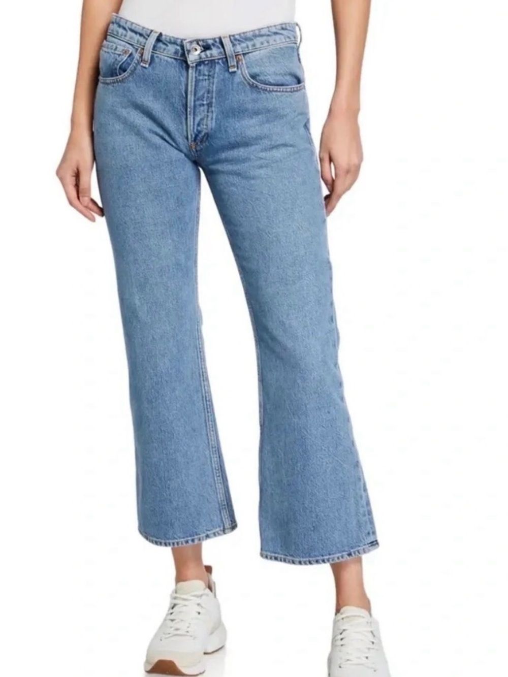 Rag & Bone Rosa Mid-Rise Cropped Flare Jeans Size 25 Light Wash Boho Denim
